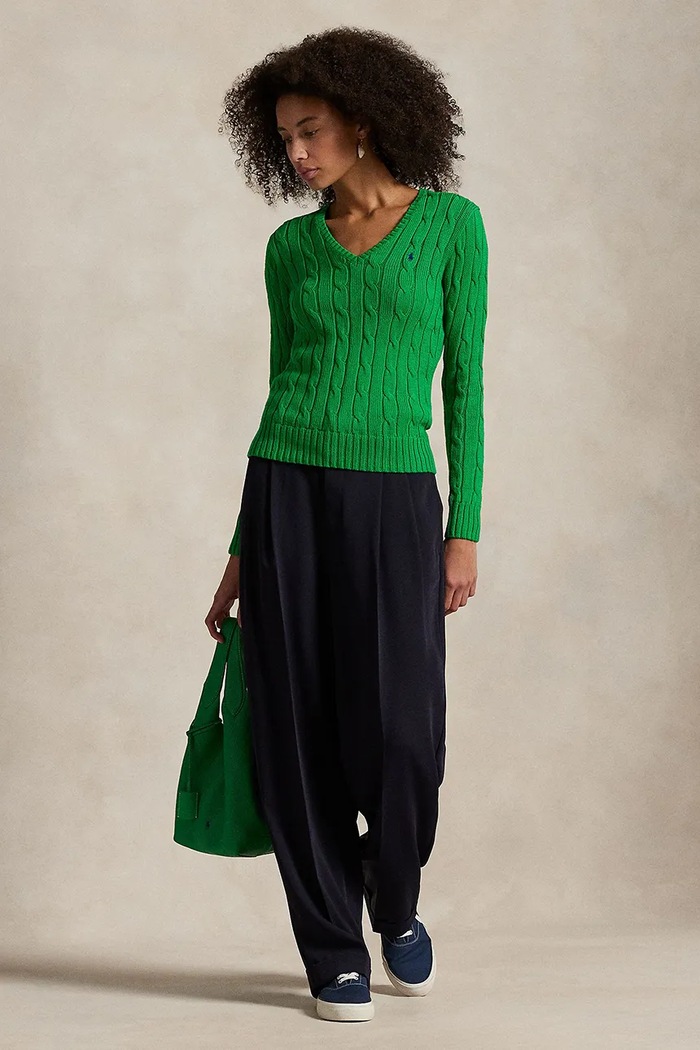 Ρούχα Polo Ralph Lauren Πουλόβερ γυναικείο βαμβακερό 211971870 πράσινο