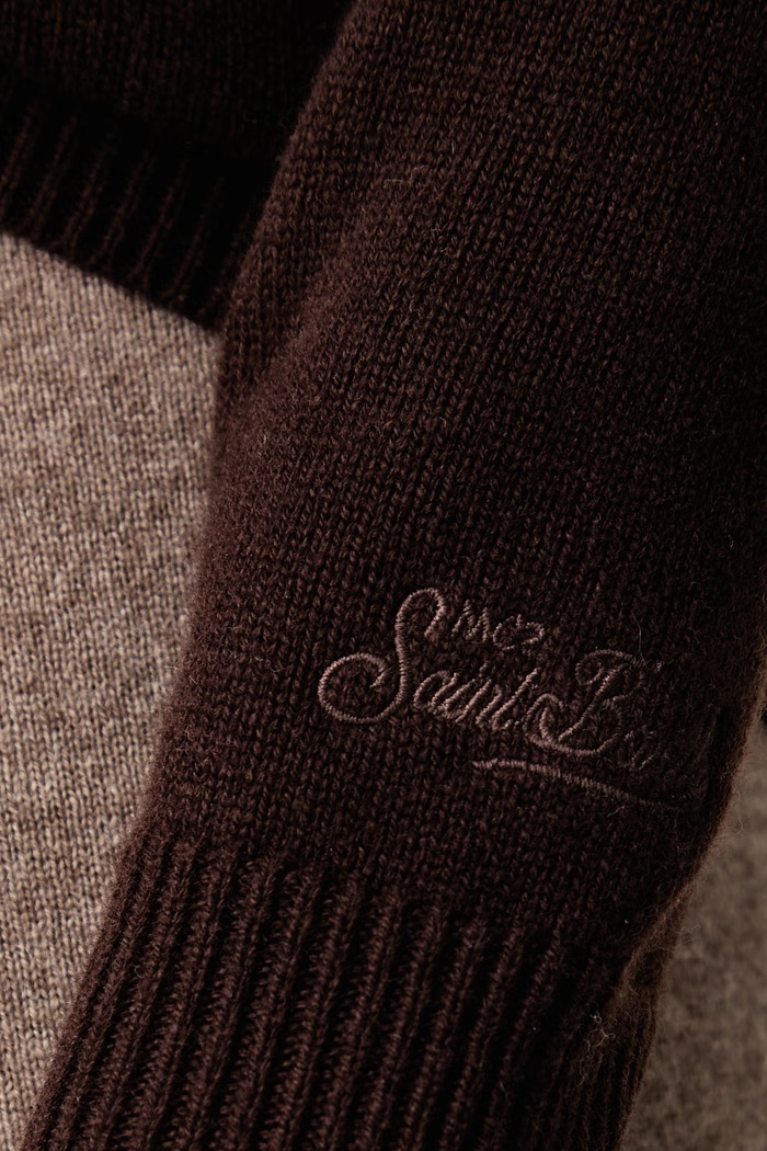 Sweter damski wełniany MC2 Saint Barth brązowy EZE0003