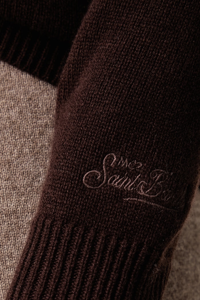 Sweter damski wełniany MC2 Saint Barth brązowy EZE0003