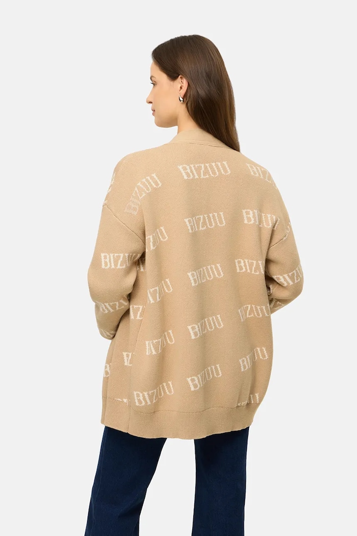 BIZUU sweter rozpinany damski bawełniany KYLE KYLE.BEZOWY beżowy AA00