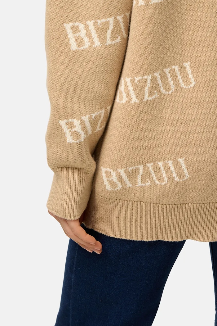 BIZUU sweter rozpinany damski bawełniany KYLE beżowy KYLE.BEZOWY