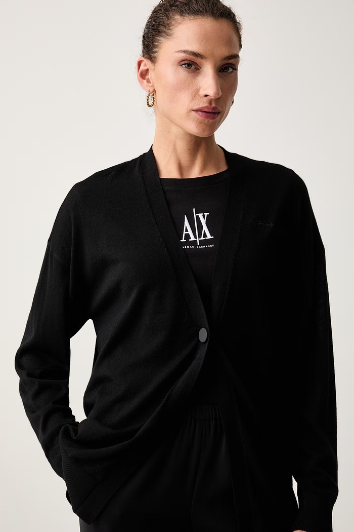Armani Exchange кардиган для женщин из шерсти чёрный XW001438.AF11896.NOS