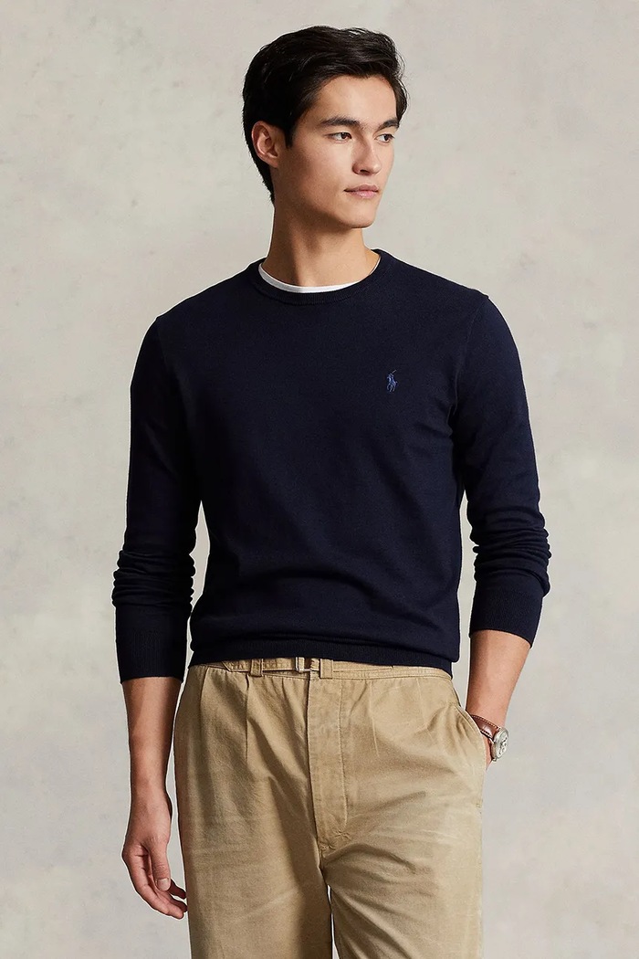Polo Ralph Lauren - Sweter 710684957001 okrągły granatowy 710684957001