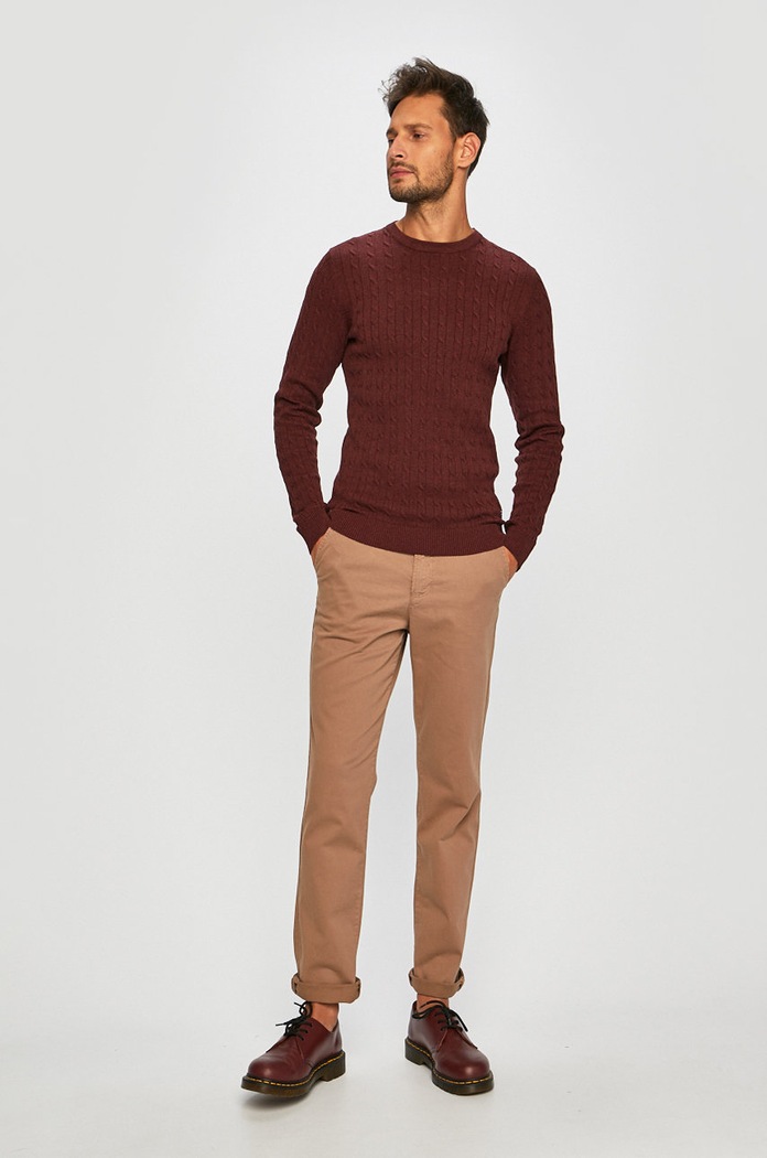 Jack & Jones - Sweter 12155363 bordowy AA00
