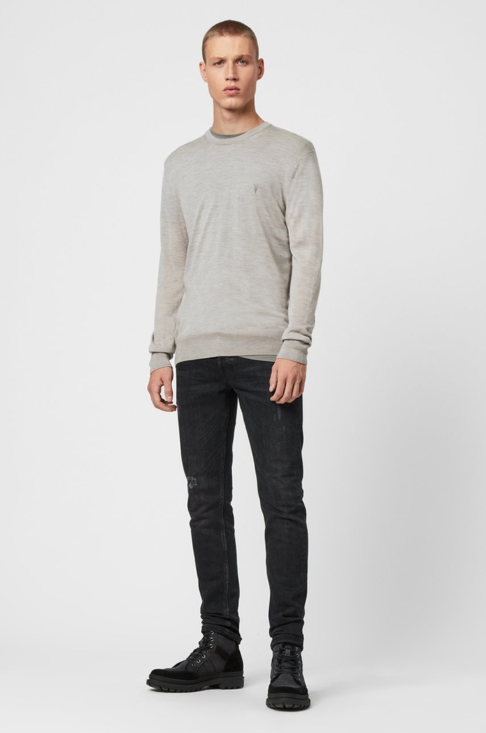 AllSaints - Pulover Mode Merino Crew gri MK129D