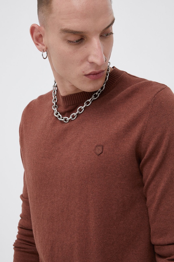 Premium by Jack&Jones Sweter z domieszką kaszmiru okrągły brązowy 12192311
