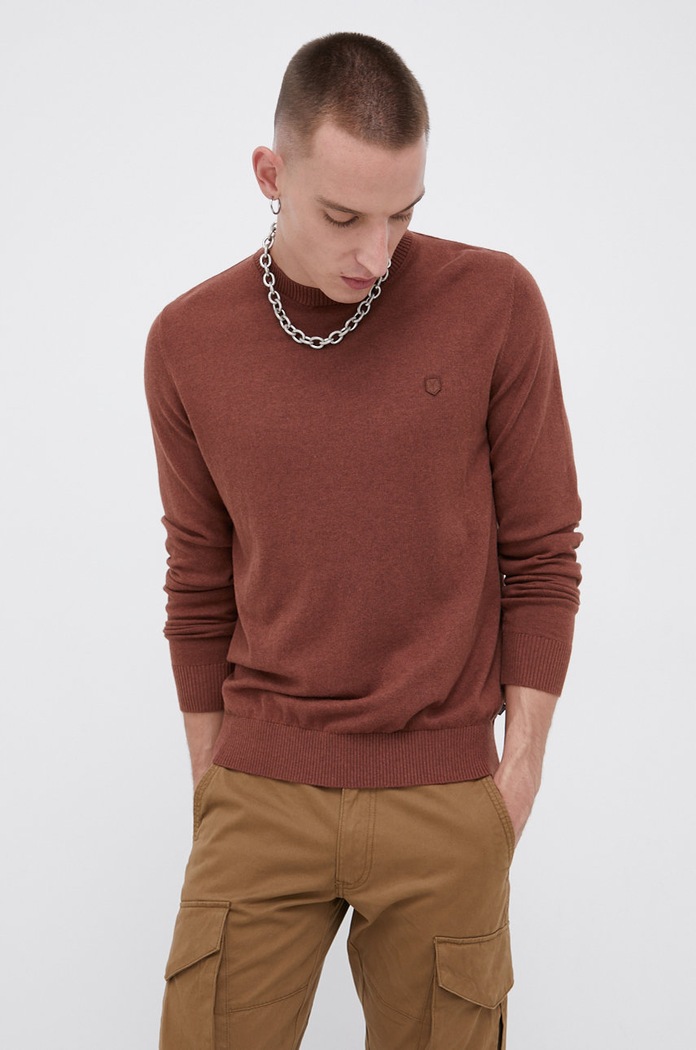 Premium by Jack&Jones Sweter z domieszką kaszmiru brązowy 12192311