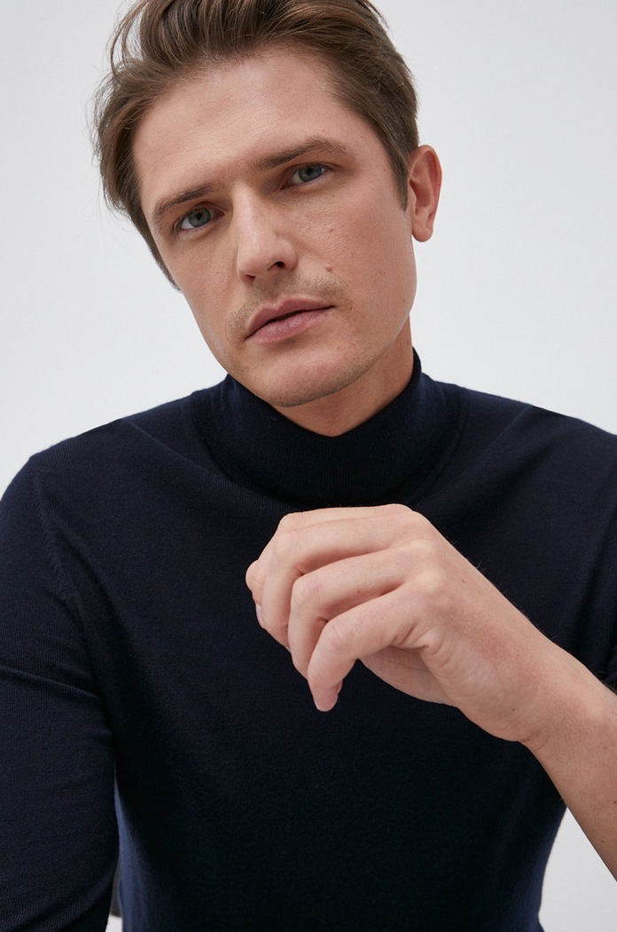 Marc O'Polo Sweter wełniany granatowy M29508360088