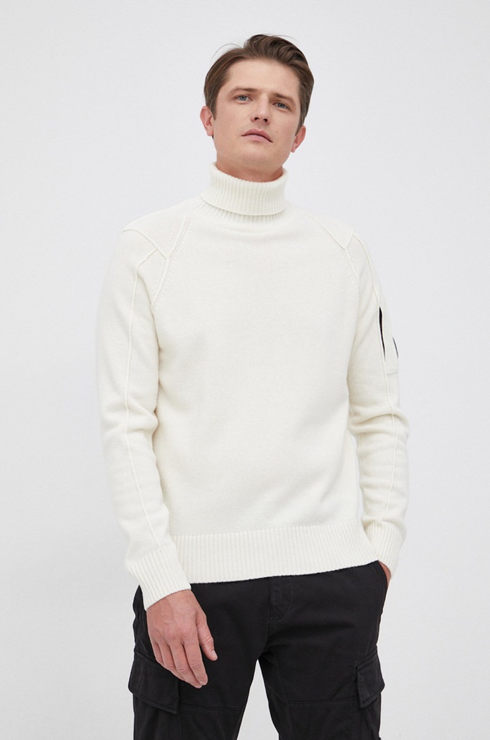 C.P. Company Sweter wełniany wełna beżowy 11CMKN088A005504A