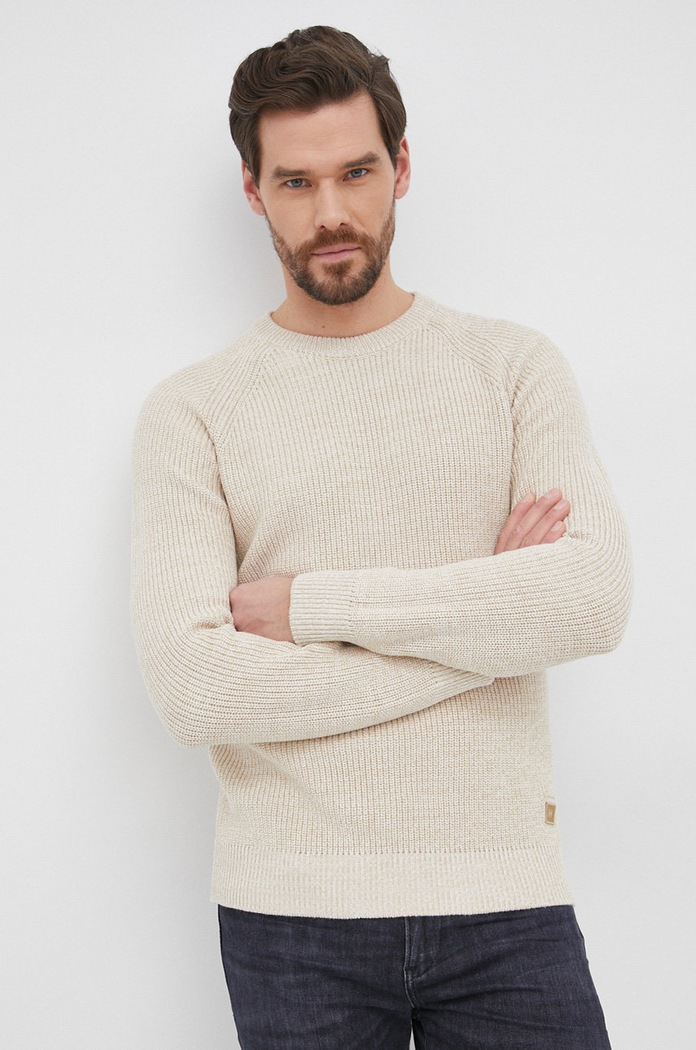 Selected Homme Sweter bawełniany pozostałe beżowy 16079924.Egret