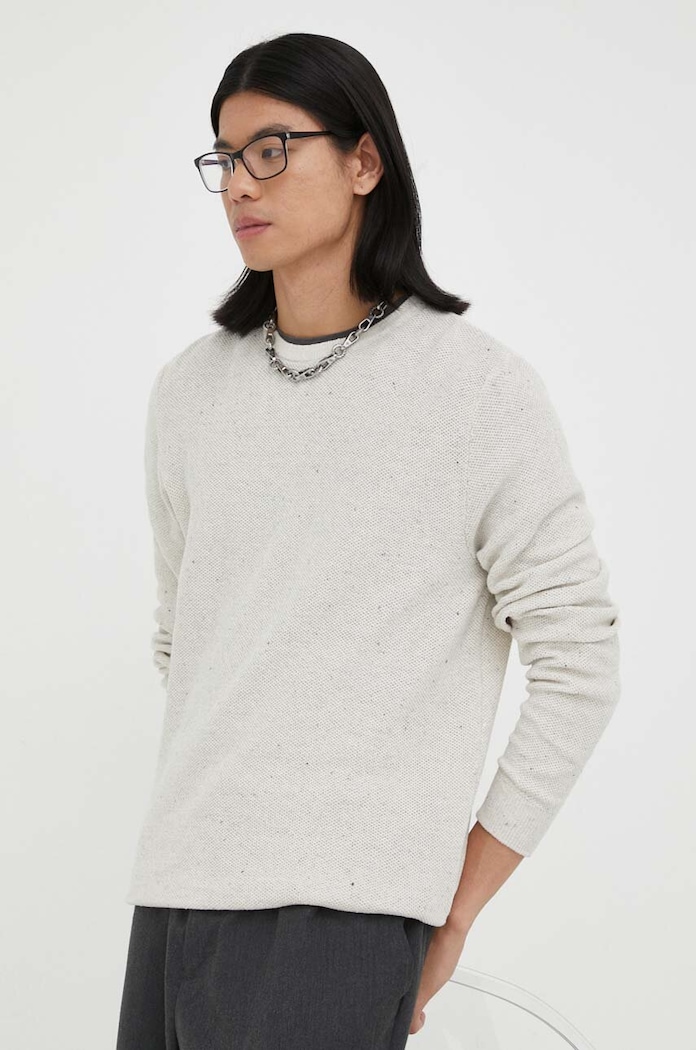 Pulover American Vintage bez uzorka bež MDOZ18B