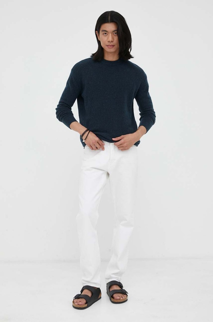 American Vintage sweter wełniany MRAZ18A granatowy AA00