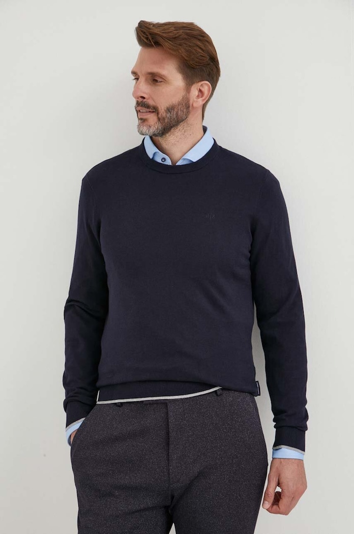 Svetr s příměsí kašmíru Armani Exchange kulatý námořnická modř 8NZM6A.ZM1HZ.NOS