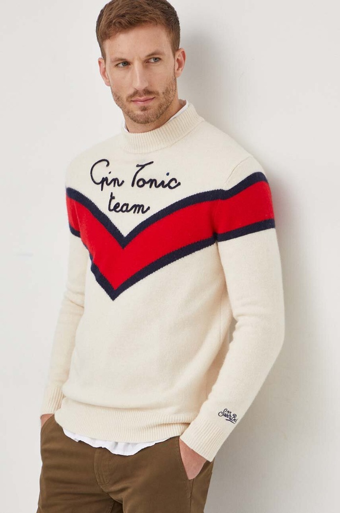 MC2 Saint Barth maglione in misto lana applique beige DAV0001