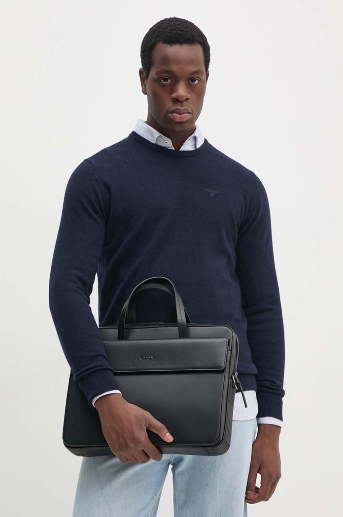 Barbour sweter wełniany granatowy MKN0345