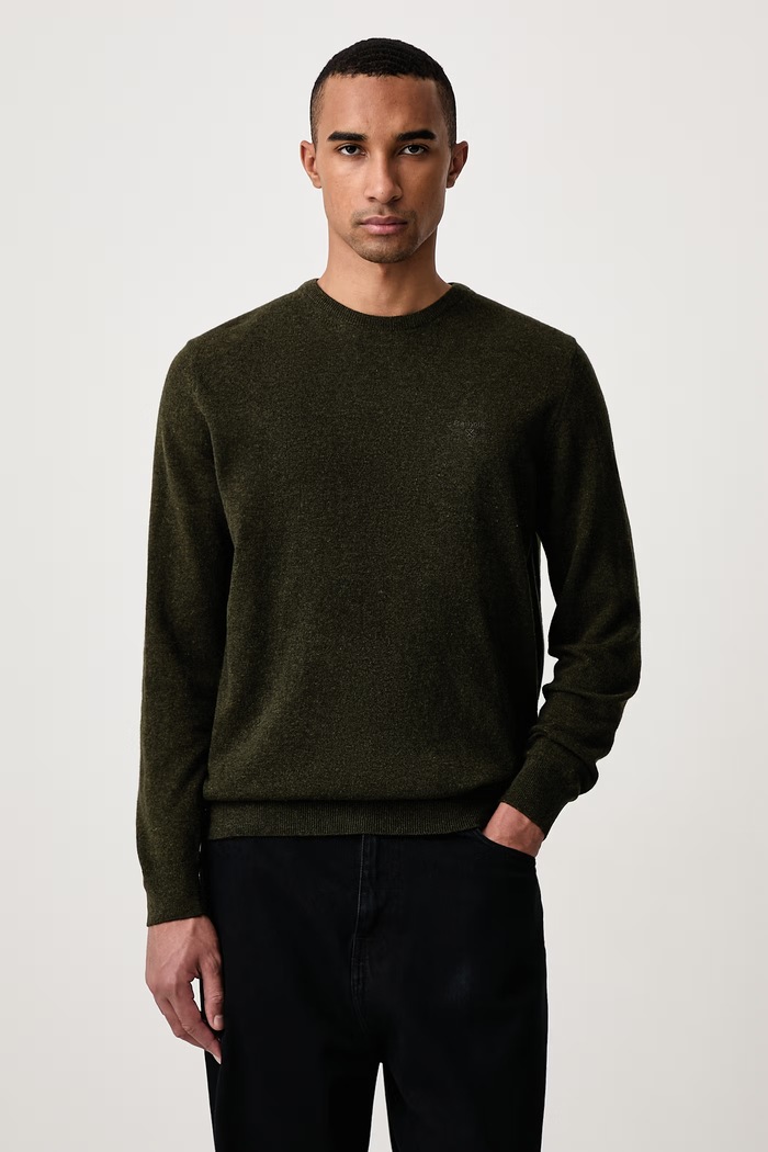 Barbour Sweter męski wełniany zielony MKN0345