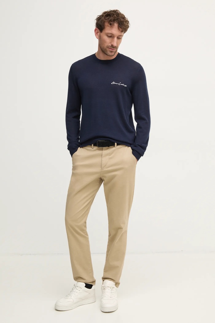 Armani Exchange sweter wełniany 8NZM5A.ZM1YZ granatowy AA00