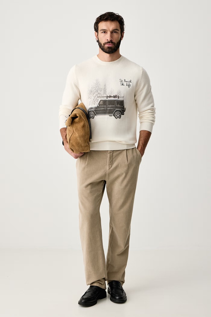 MC2 Saint Barth Sweter męski z wełną HER0022 beżowy AA00