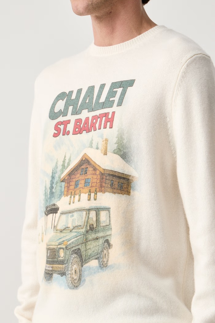 Sweter męski z wełną MC2 Saint Barth HER0022 beżowy