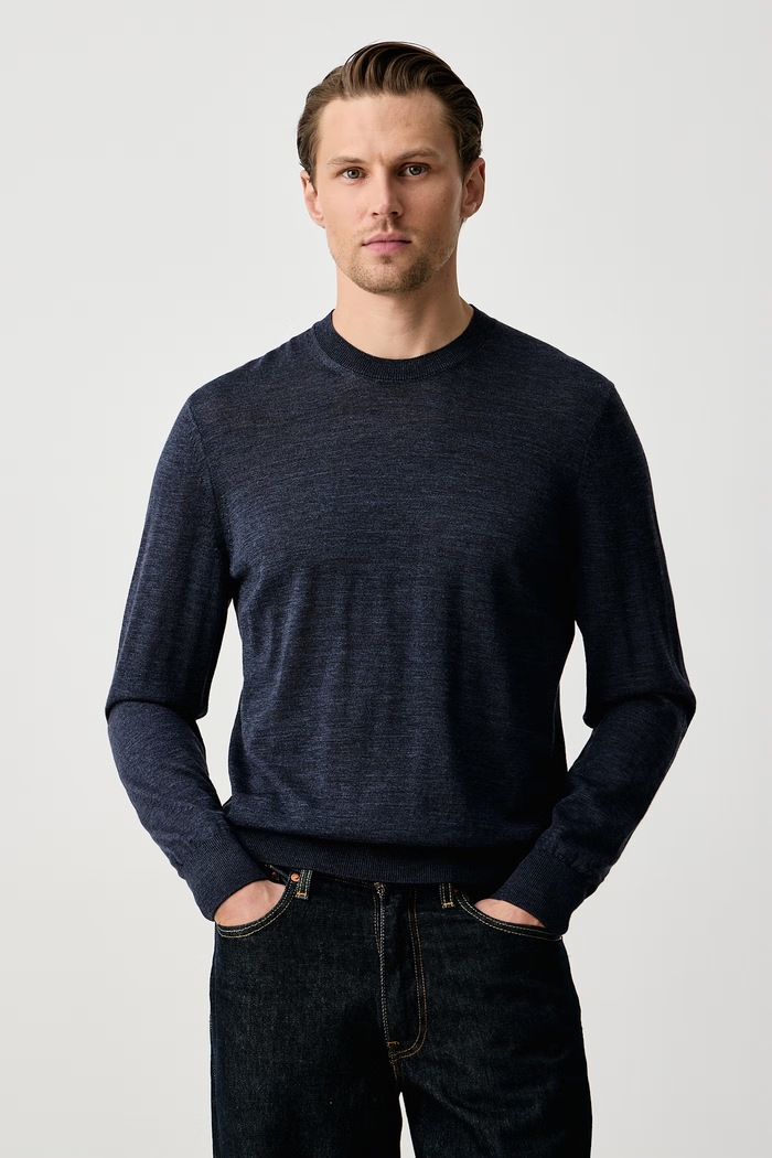 BOSS Sweter męski wełniany H-Leno granatowy 50565469