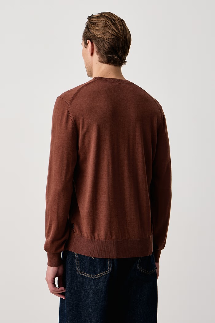 Odzież BOSS Sweter męski wełniany H-Leno 50565469 brązowy