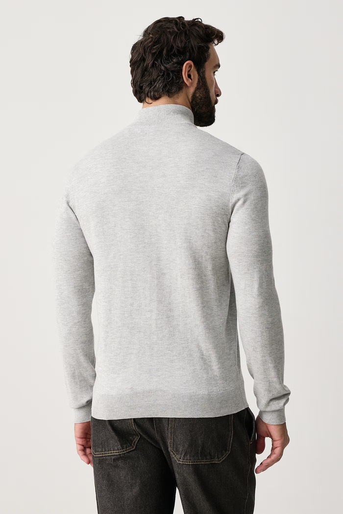 Odzież U.S. Polo Assn. Sweter męski z bawełną Rich Funnel 1/4 Zip MUP2963 szary