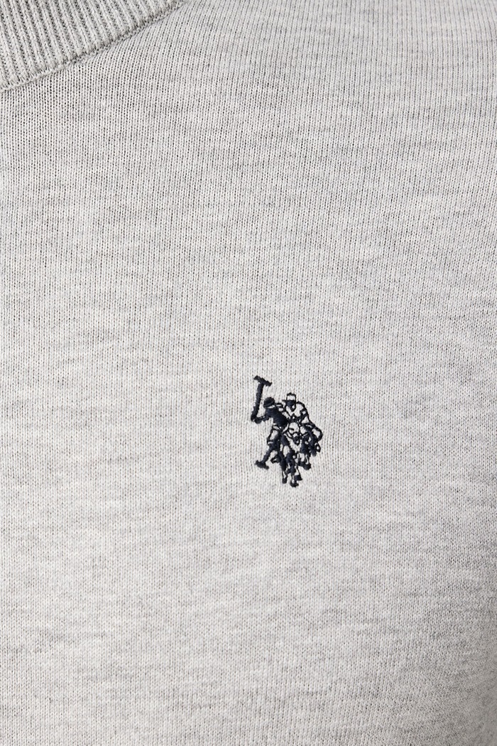 Sweter męski z bawełną Rich Funnel 1/4 Zip U.S. Polo Assn. szary MUP2963
