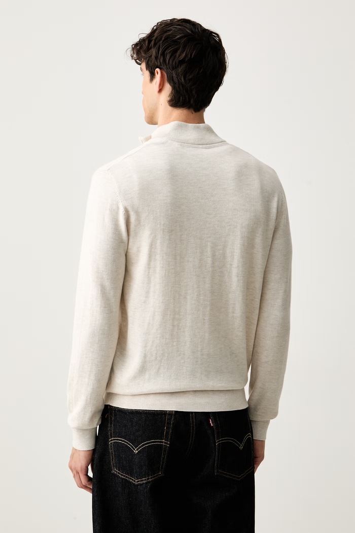 Odzież U.S. Polo Assn. sweter męski z bawełną Rich Funnel 1/4 Zip MUP2963 beżowy