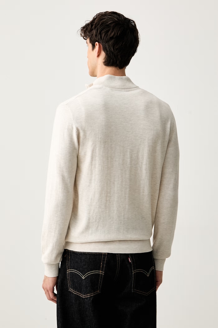 Odzież U.S. Polo Assn. sweter męski z bawełną Rich Funnel 1/4 Zip MUP2963 beżowy