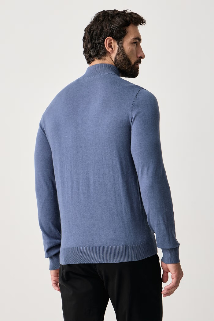 Odzież U.S. Polo Assn. Sweter męski z bawełną Rich Funnel 1/4 Zip MUP2963 niebieski