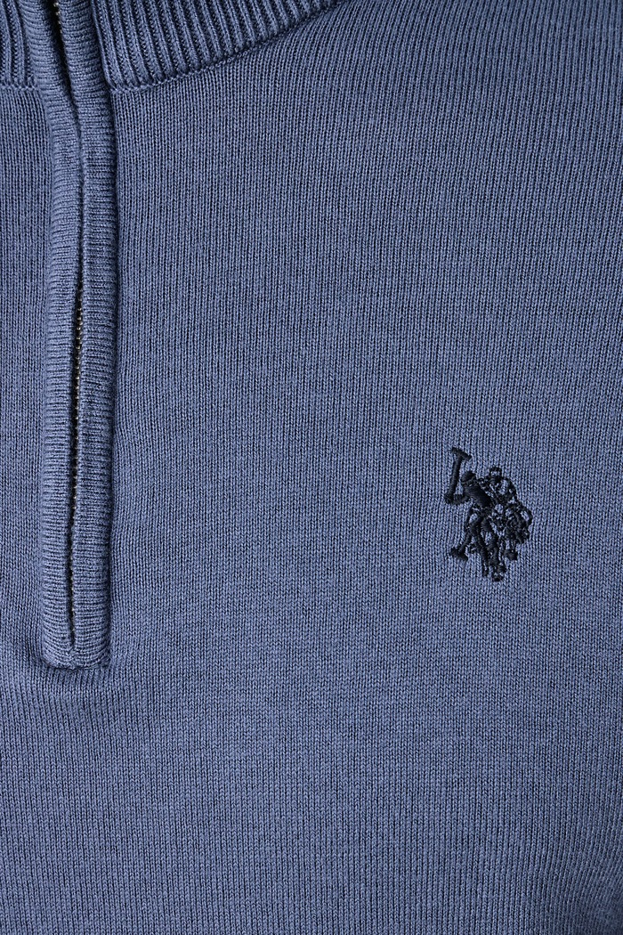 Sweter męski z bawełną Rich Funnel 1/4 Zip U.S. Polo Assn. niebieski MUP2963