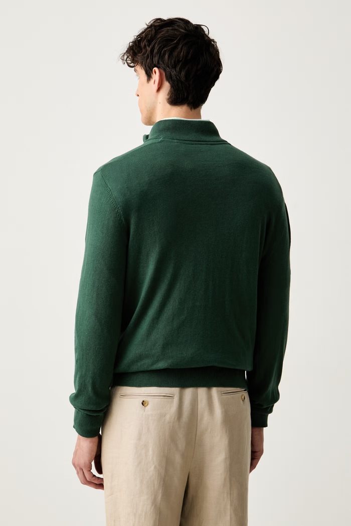 Odzież U.S. Polo Assn. sweter męski z bawełną Rich Funnel 1/4 Zip MUP2963 zielony