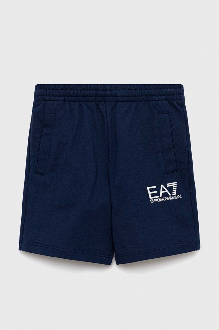 Dětské bavlněné šortky EA7 Emporio Armani pletenina námořnická modř 8NBS51.BJ05Z