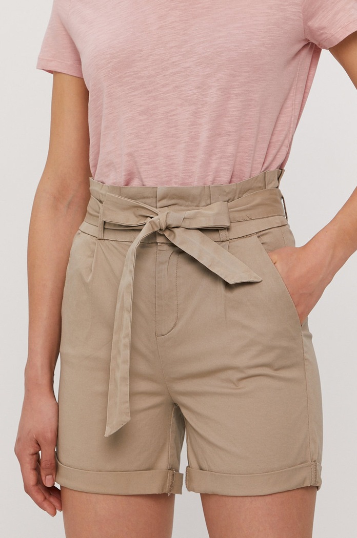 Vero Moda Szorty z elastanem beżowy 10225993