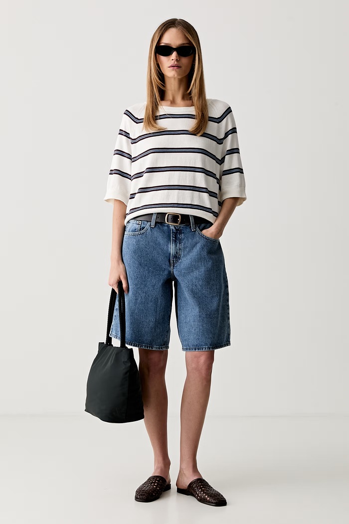 Levi's къс панталон дамски от памук SQUARE PEG 005LV син AA00