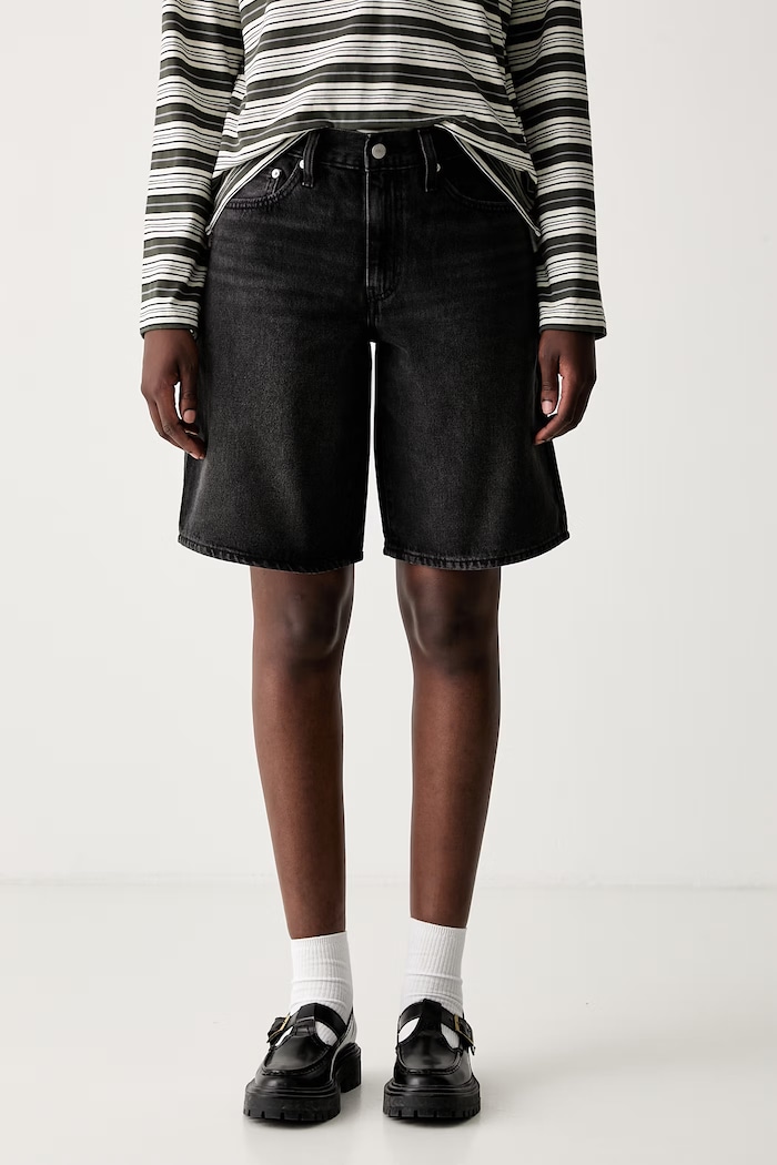 Levi's szorty damskie bawełniane SQUARE PEG czarny 005LV