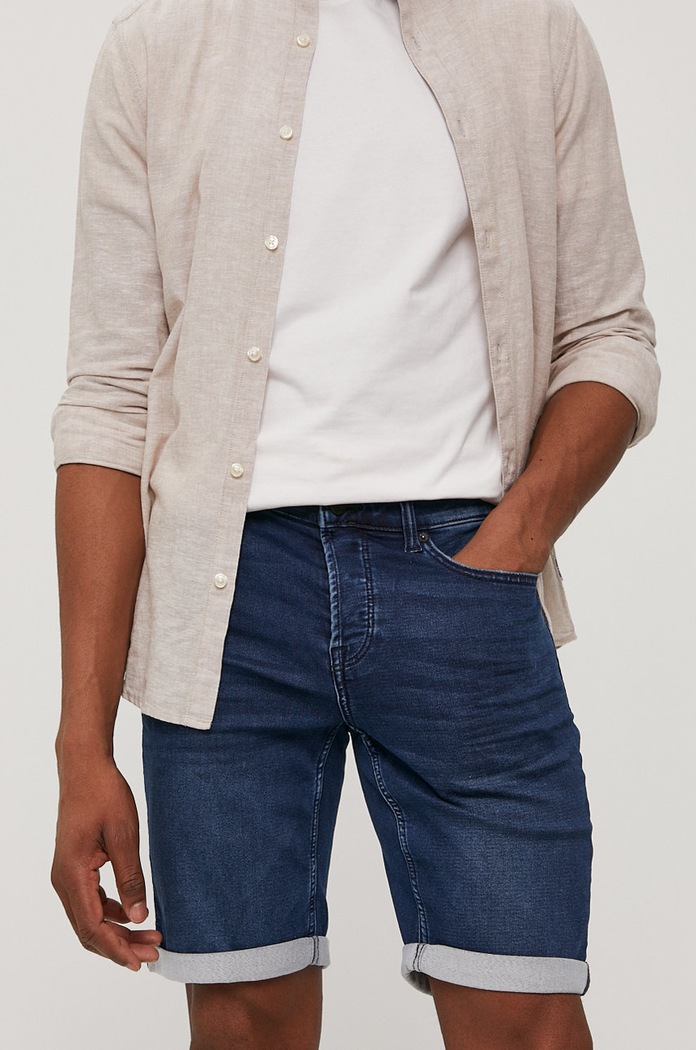 Only & Sons Szorty jeansowe z elastanem granatowy 22018582