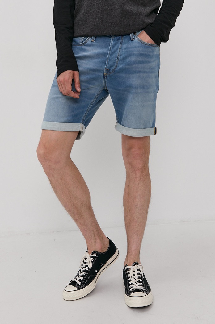Rifľové krátke nohavice Jack & Jones rifľovina modrá 12166263