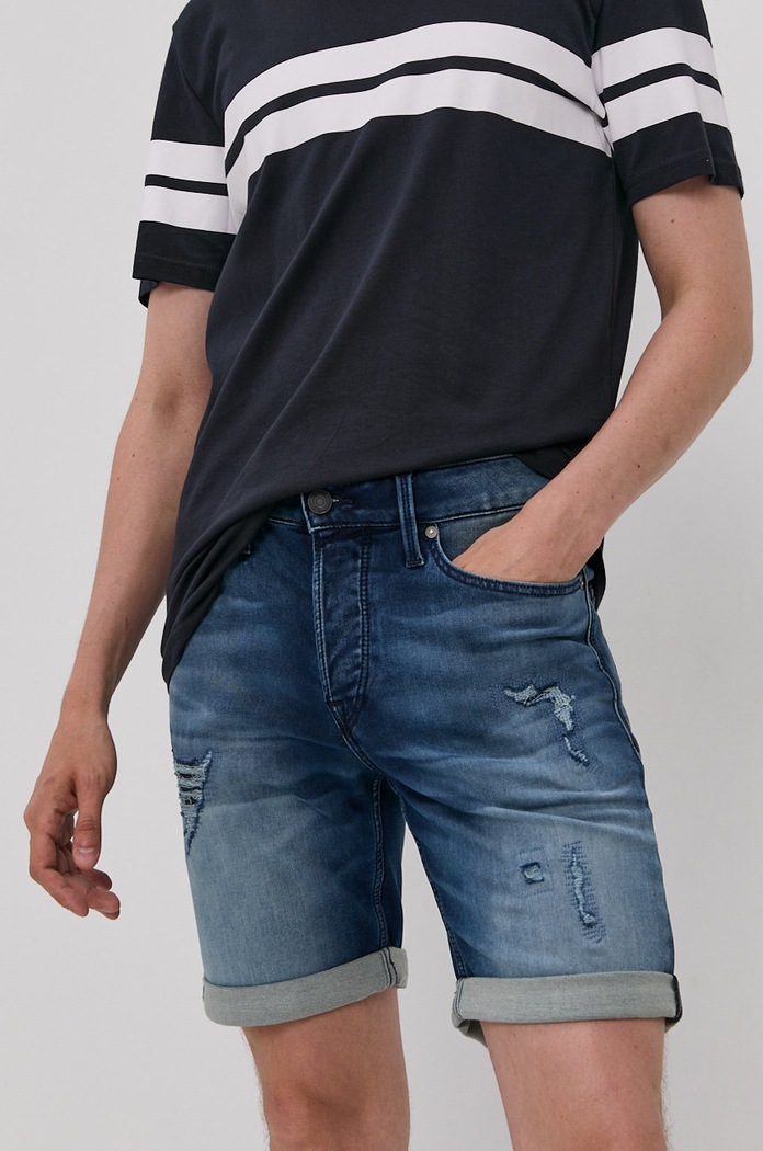 Jack & Jones Rifľové krátke nohavice Jack & Jones tmavomodrá 12166270