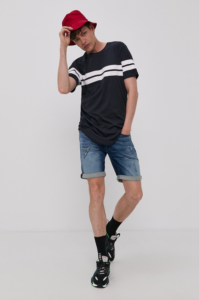 Jack & Jones Rifľové krátke nohavice Jack & Jones 12166270 tmavomodrá AA00