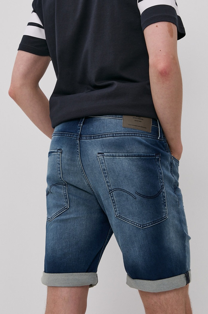 Oblečenie Jack & Jones Rifľové krátke nohavice Jack & Jones 12166270 tmavomodrá