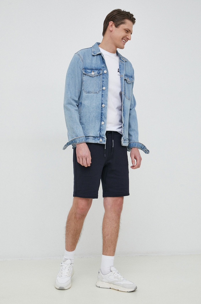 Памучен къс панталон Armani Exchange 8NZS75.ZJKRZ.NOS тъмносин AA00