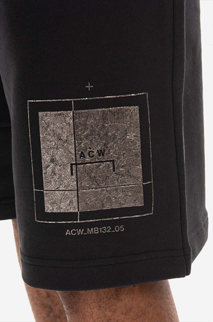 A-COLD-WALL* pantaloni scurți din bumbac Foil Grid Sweat Shorts ACWMB132. negru
