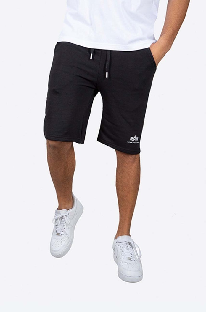 Bavlněné šortky Alpha Industries pletenina černá 116363.03