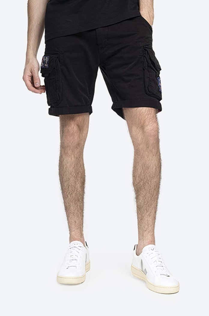 Alpha Industries szorty x NASA z elastanem czarny 126207.03