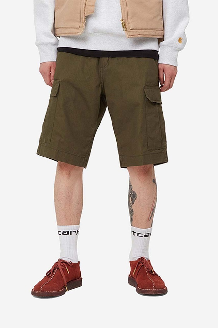 Carhartt WIP cotton shorts Regular Cargo Short fabric green I028246.CYPRESS