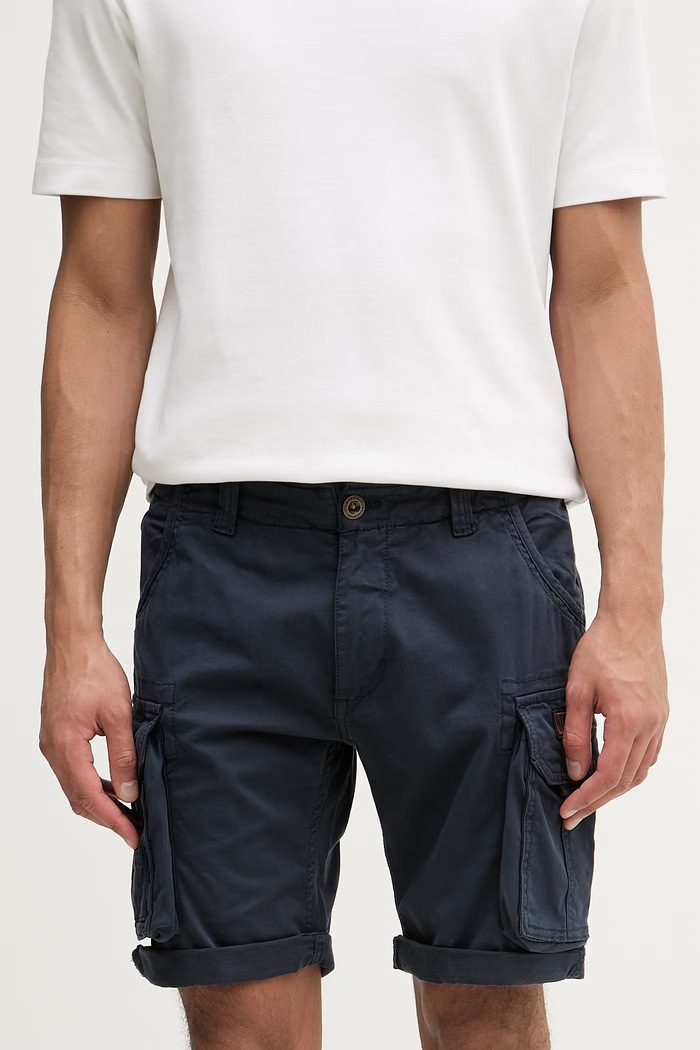 Alpha Industries šortky cargo pánske bavlnené s elastanom Crew Short 176203 07 bavlna tmavomodrá 176203.07