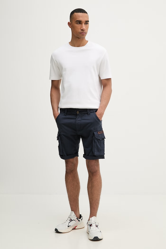 Alpha Industries šortky cargo pánske bavlnené s elastanom Crew Short 176203 07 176203.07 tmavomodrá SS26