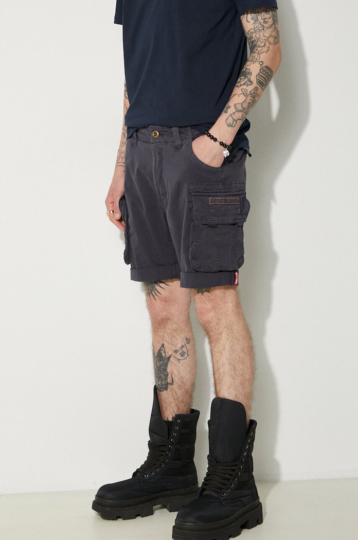 Alpha Industries Crew Short 176203 07 pantaloni scuți cargo pentru bărbați din bumbac cu elastan bleumarin 176203.07
