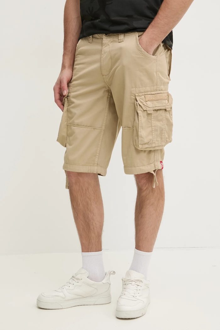 Бавовняні шорти Alpha Industries Alpha Industries Jet Short 191200 159 гладкий бежевий 191200.159